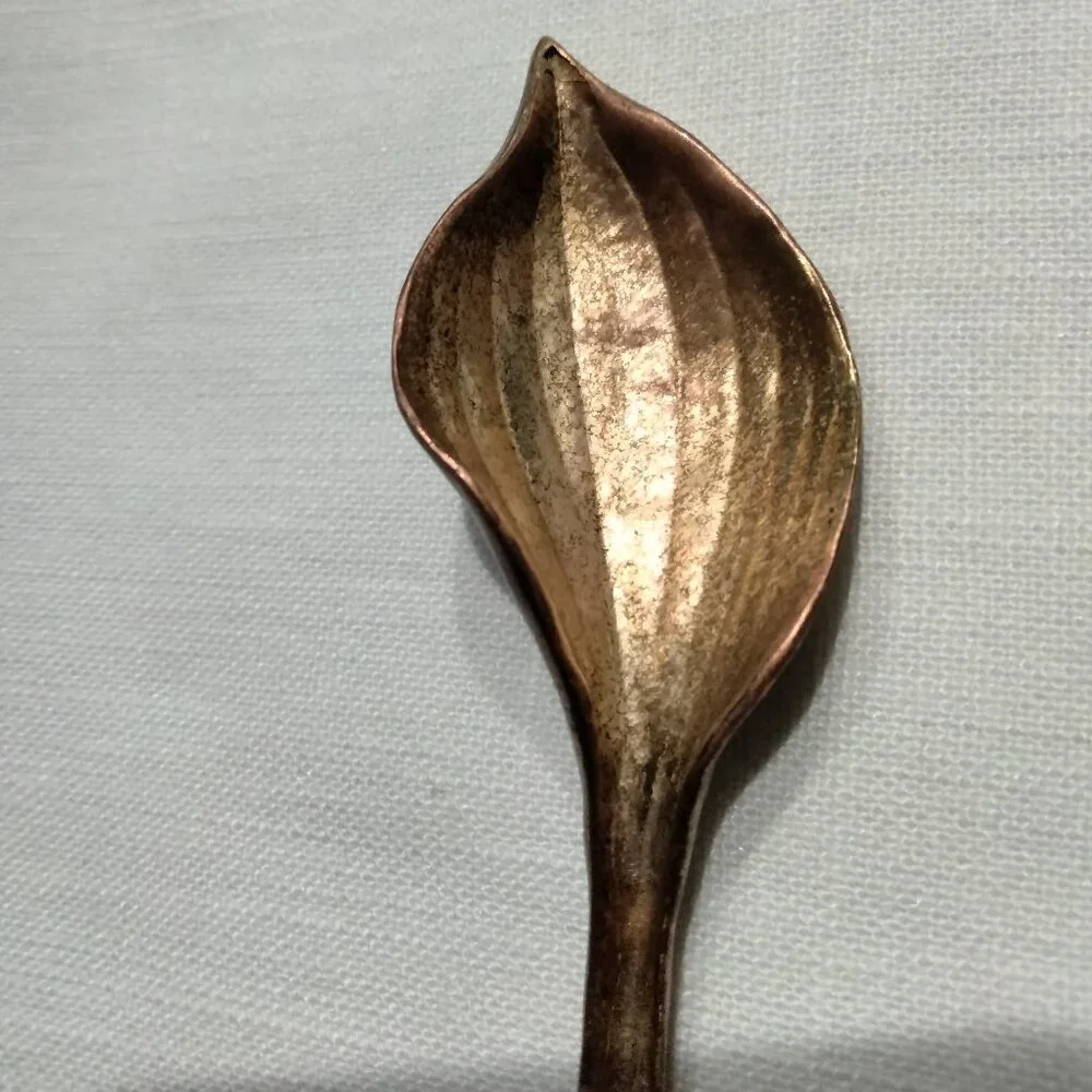 Table Art Pewter Leaf Shaped Condiment Spoons, Set of Two, NWOT